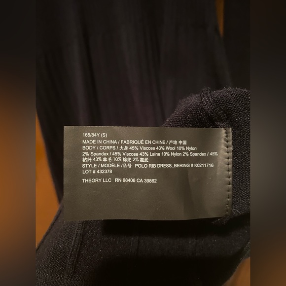 NWT Theory Navy Long Sleeve Rib Knit Polo Dress in Navy, size S - Picture 6 of 8